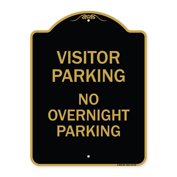 Signmission Visitor Parking Visitor Parking No Overnight Parking, Black & Gold Architectural, BG-1824-22726 A-DES-BG-1824-22726 - main